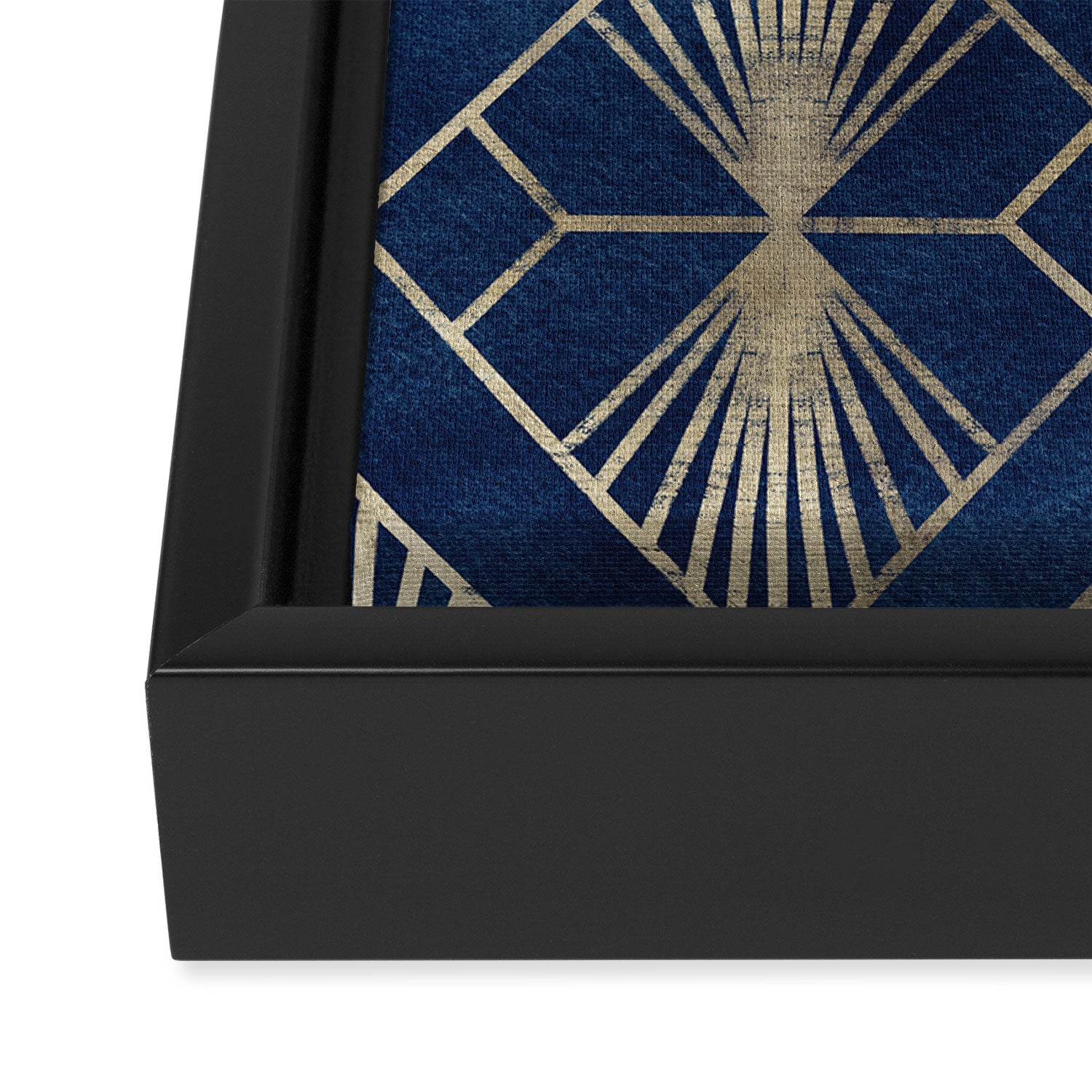 Art Deco Diamonds in Navy and Gold Framed Canvas Print Gallery Image 3