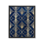 Art Deco Diamonds in Navy and Gold Framed Canvas Print Gallery Image 8