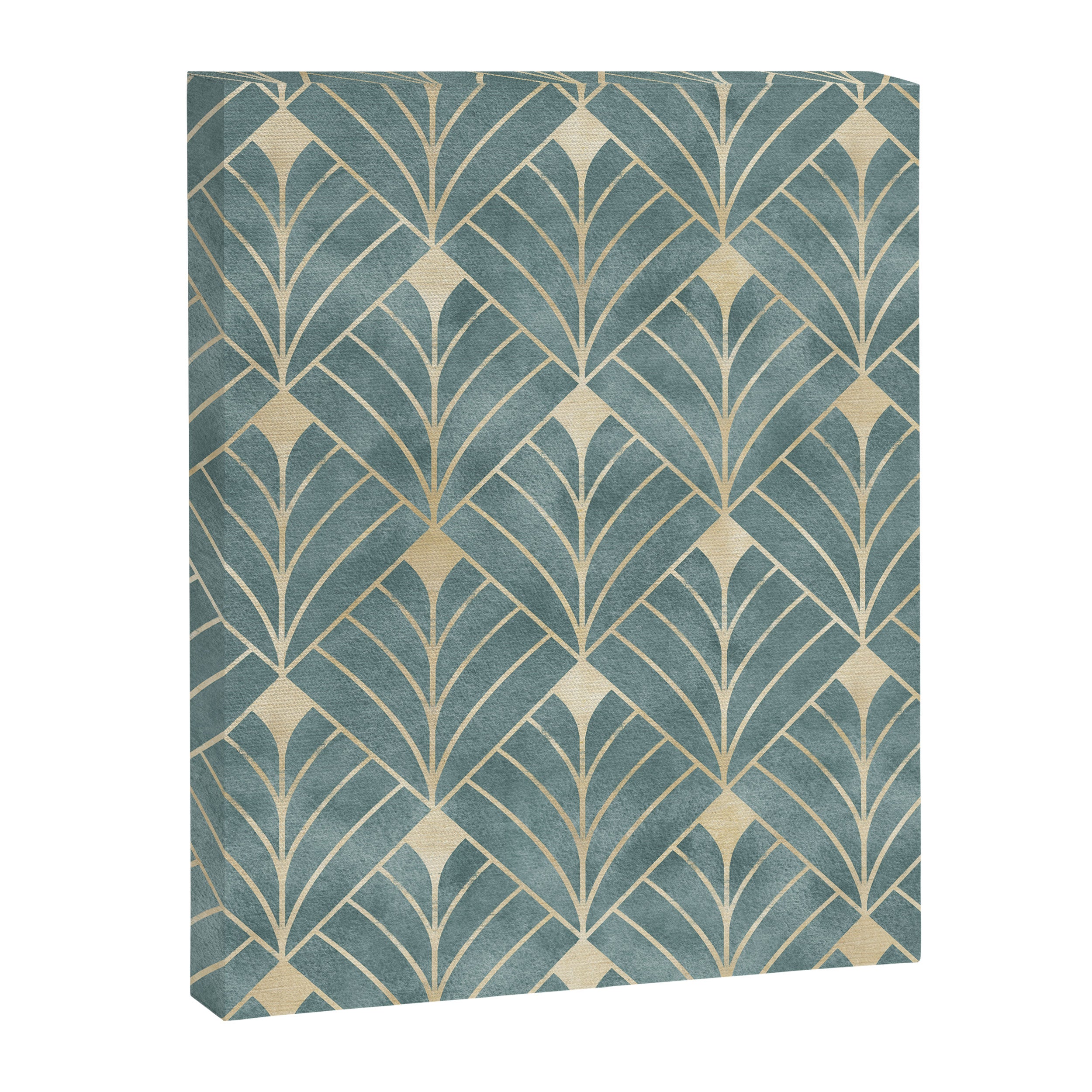 Art Deco Diamonds in Teal and Gold Canvas Print Gallery Image 8