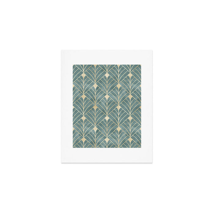 Art Deco Diamonds in Teal and Gold Art Print Gallery Image 1
