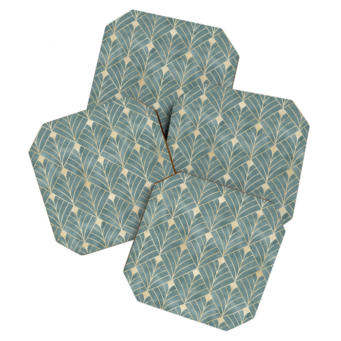 Art Deco Diamonds in Teal and Gold Coaster Gallery Image 1