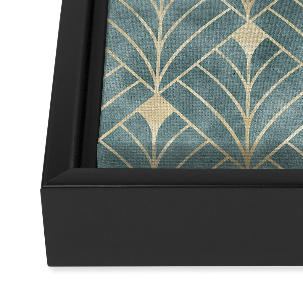 Art Deco Diamonds in Teal and Gold Framed Canvas Print Gallery Image 3