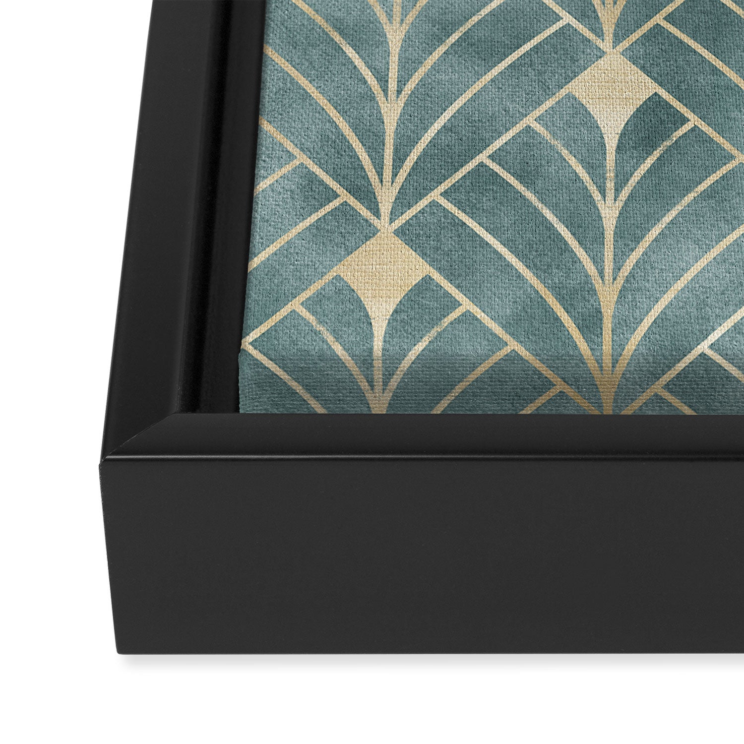 Art Deco Diamonds in Teal and Gold Framed Canvas Print Gallery Image 3