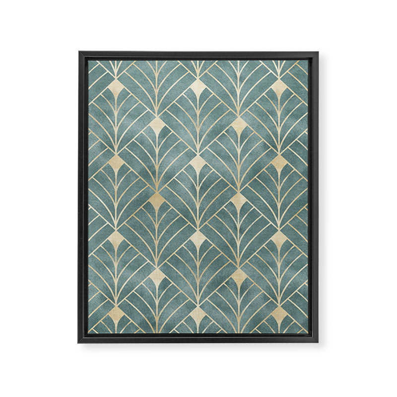 Art Deco Diamonds in Teal and Gold Framed Canvas Print Gallery Image 8