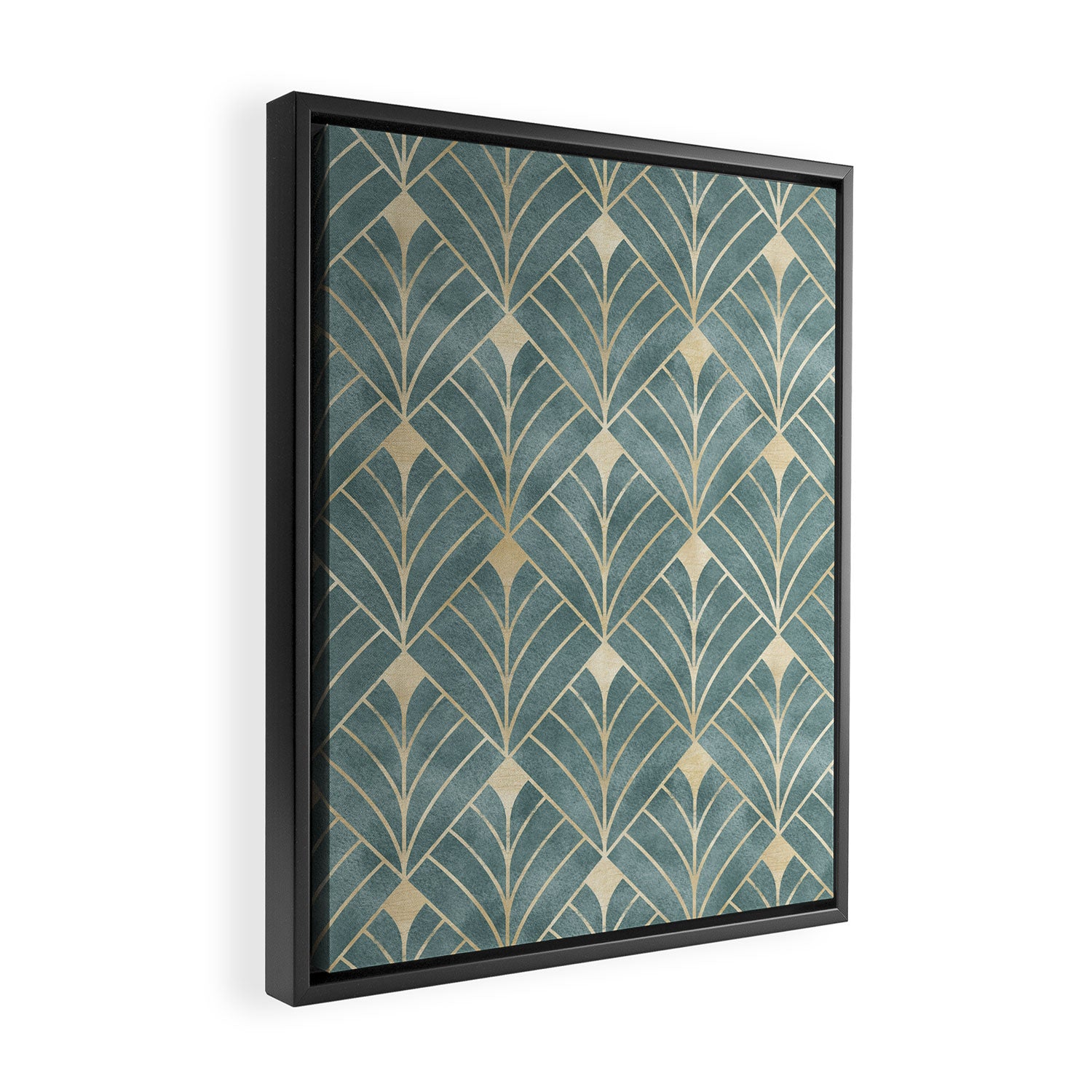 Art Deco Diamonds in Teal and Gold Framed Canvas Print Gallery Image 2