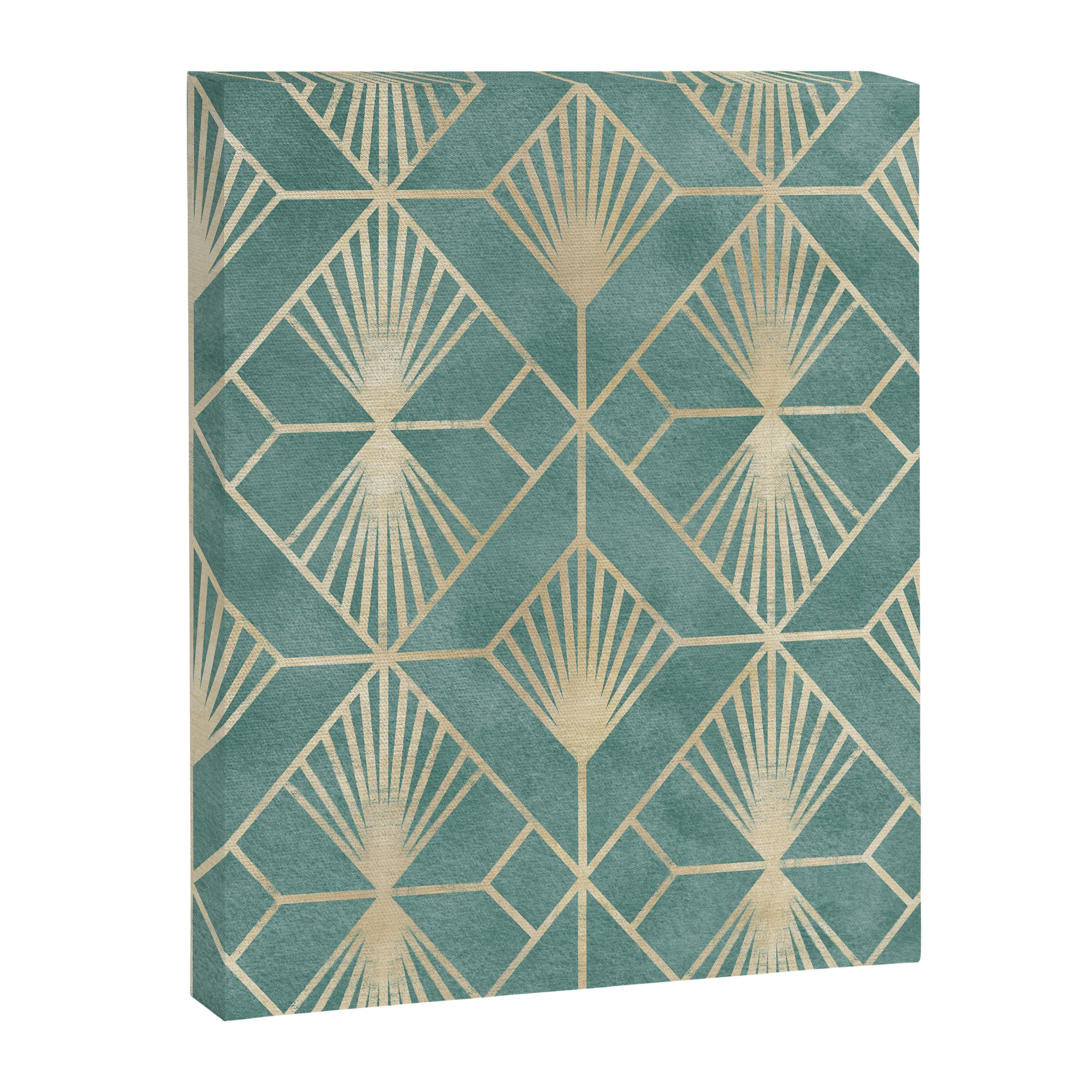 Art Deco Diamonds in Teal and Gold Canvas Print Gallery Image 8