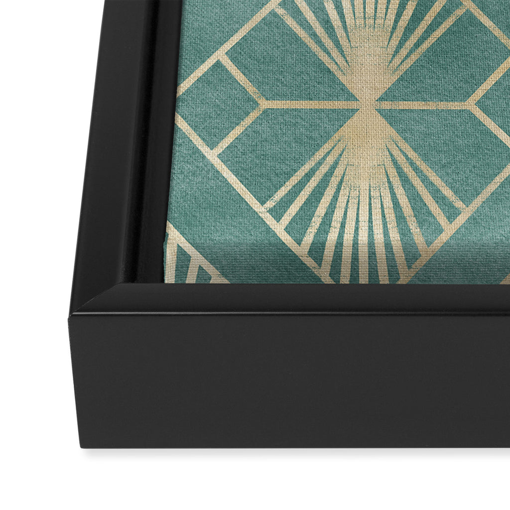 Art Deco Diamonds in Teal and Gold Framed Canvas Print Gallery Image 3