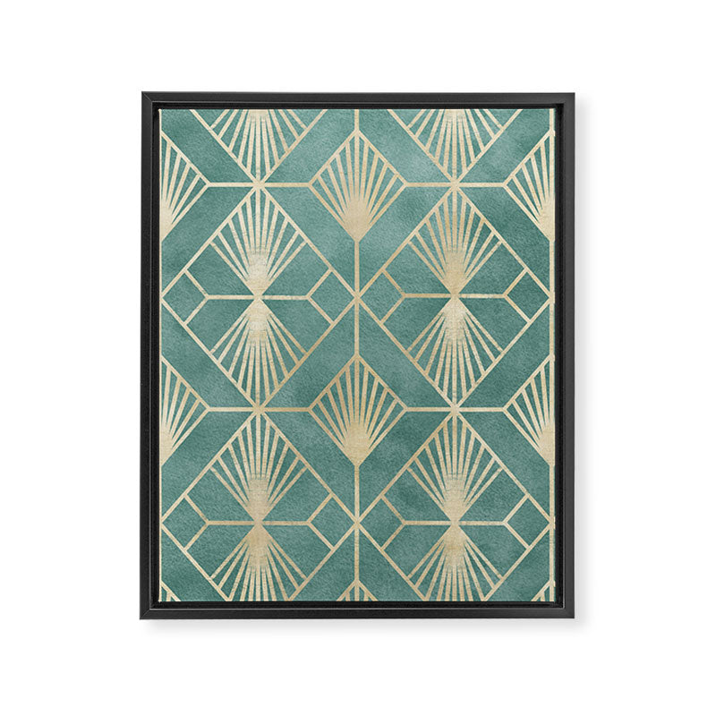 Art Deco Diamonds in Teal and Gold Framed Canvas Print Gallery Image 8