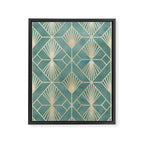 Art Deco Diamonds in Teal and Gold Framed Canvas Print Gallery Image 8