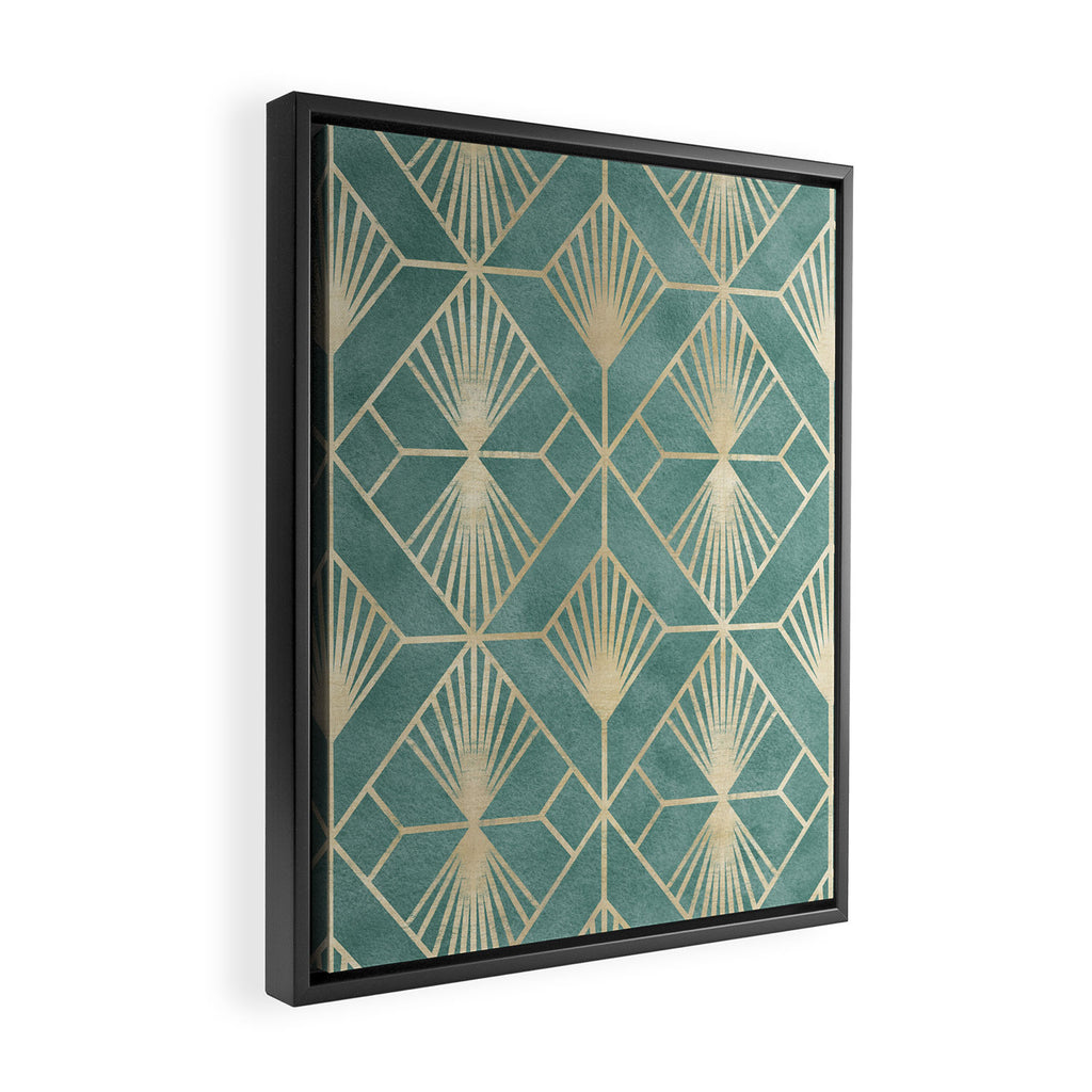 Art Deco Diamonds in Teal and Gold Framed Canvas Print Gallery Image 2