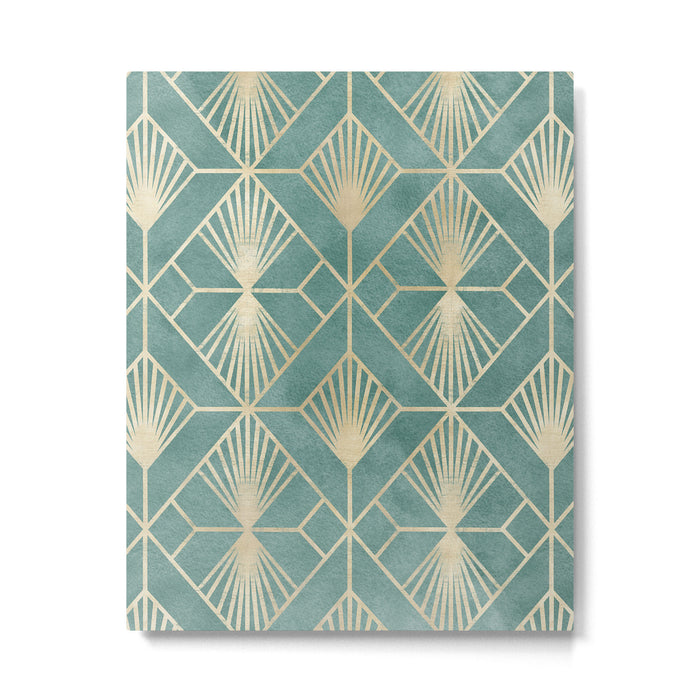 Art Deco Diamonds in Teal and Gold Metal Print Gallery Image 1
