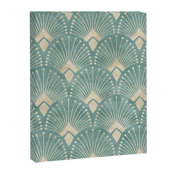 Art Deco Fans Pattern in Teal Canvas Print Gallery Image 1