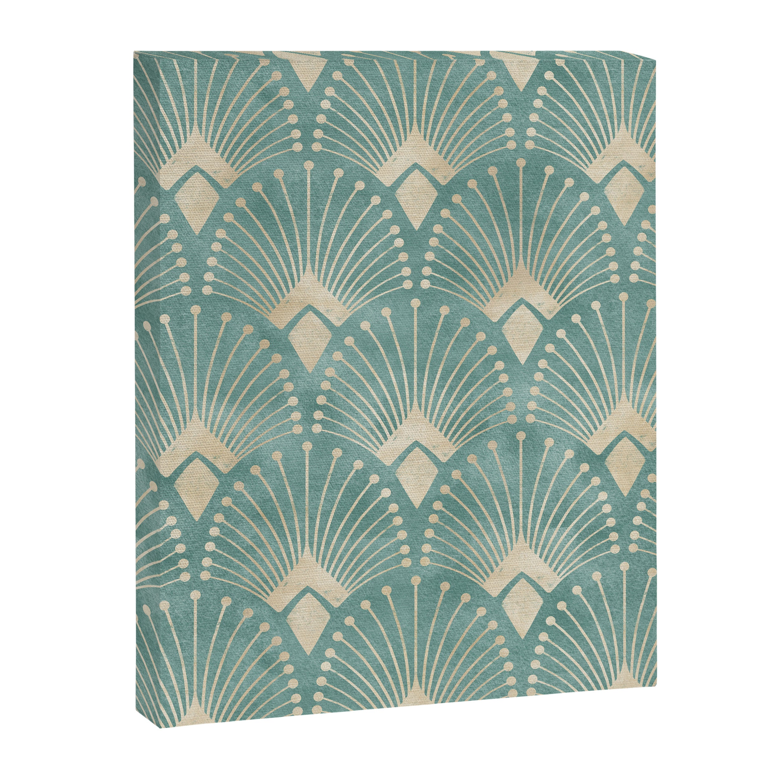Art Deco Fans Pattern in Teal Canvas Print Gallery Image 8