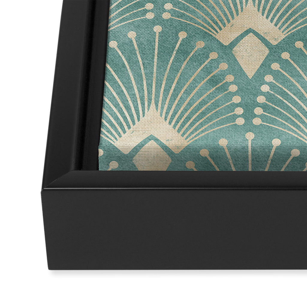 Art Deco Fans Pattern in Teal Framed Canvas Print Gallery Image 3