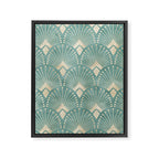 Art Deco Fans Pattern in Teal Framed Canvas Print Gallery Image 8