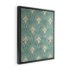 Art Deco Fans Pattern in Teal Framed Canvas Print Gallery Image 2
