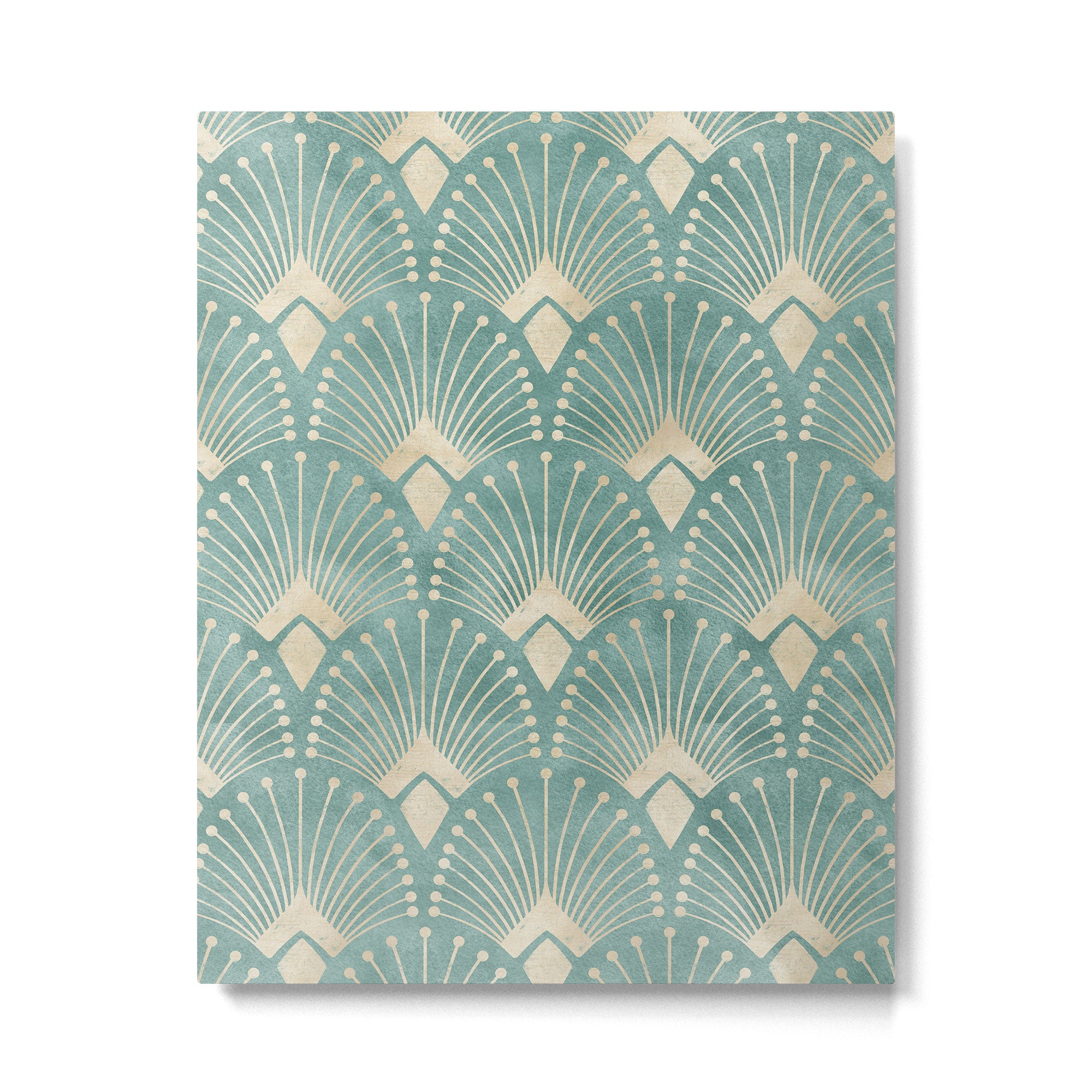 Art Deco Fans Pattern in Teal Metal Print Gallery Image 6