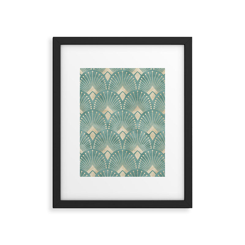Art Deco Fans Pattern in Teal Framed Art Print Gallery Image 6