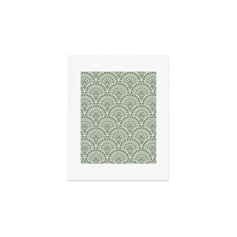 Art Deco Sage Green Boho Art Print Gallery Image 1