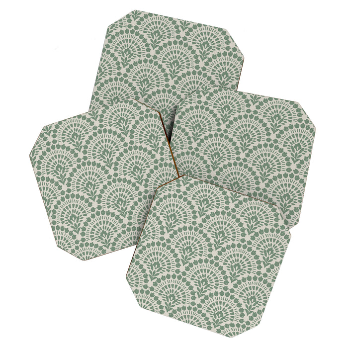 Art Deco Sage Green Boho Coaster Gallery Image 1