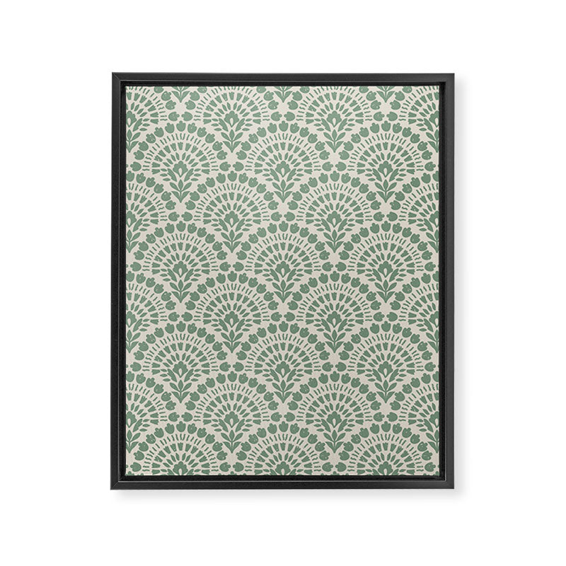 Art Deco Sage Green Boho Framed Canvas Print Gallery Image 8