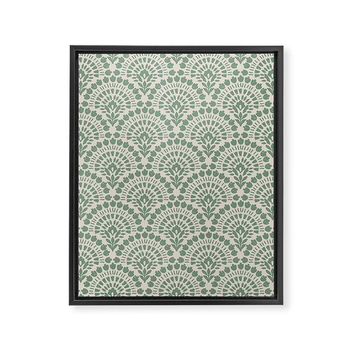 Art Deco Sage Green Boho Framed Canvas Print Gallery Image 1
