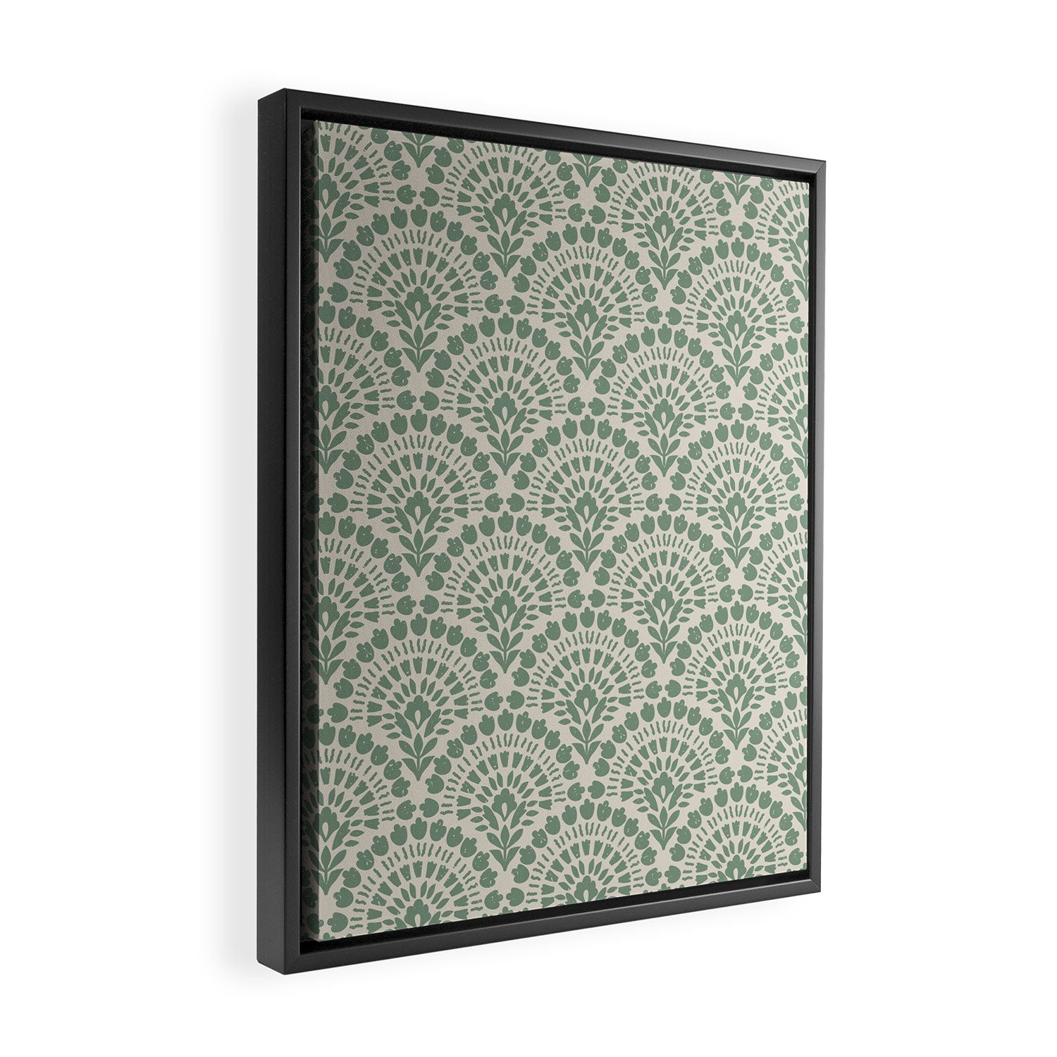 Art Deco Sage Green Boho Framed Canvas Print Gallery Image 2
