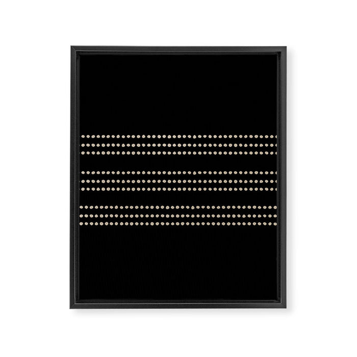 Black and Ivory Ethnic Spotted Striped Framed Canvas Print Gallery Image 1