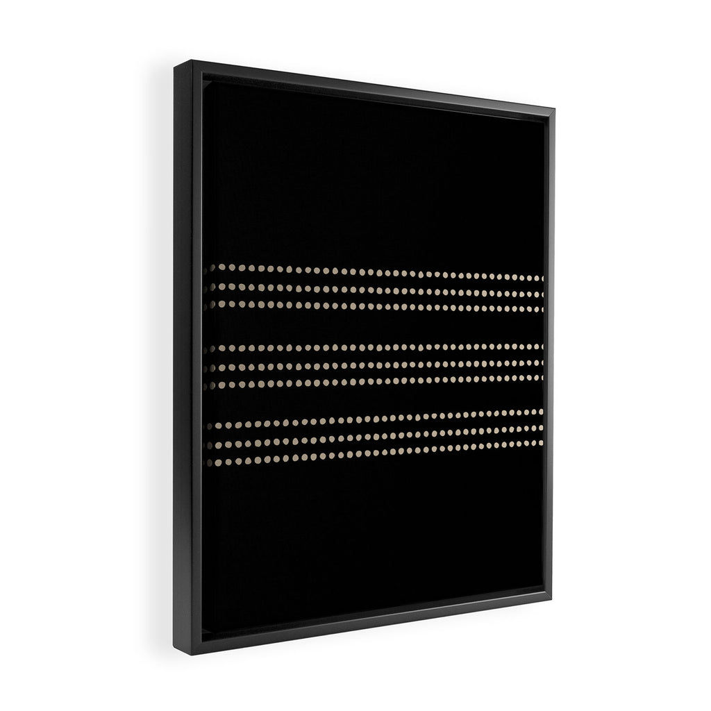 Black and Ivory Ethnic Spotted Striped Framed Canvas Print Gallery Image 2