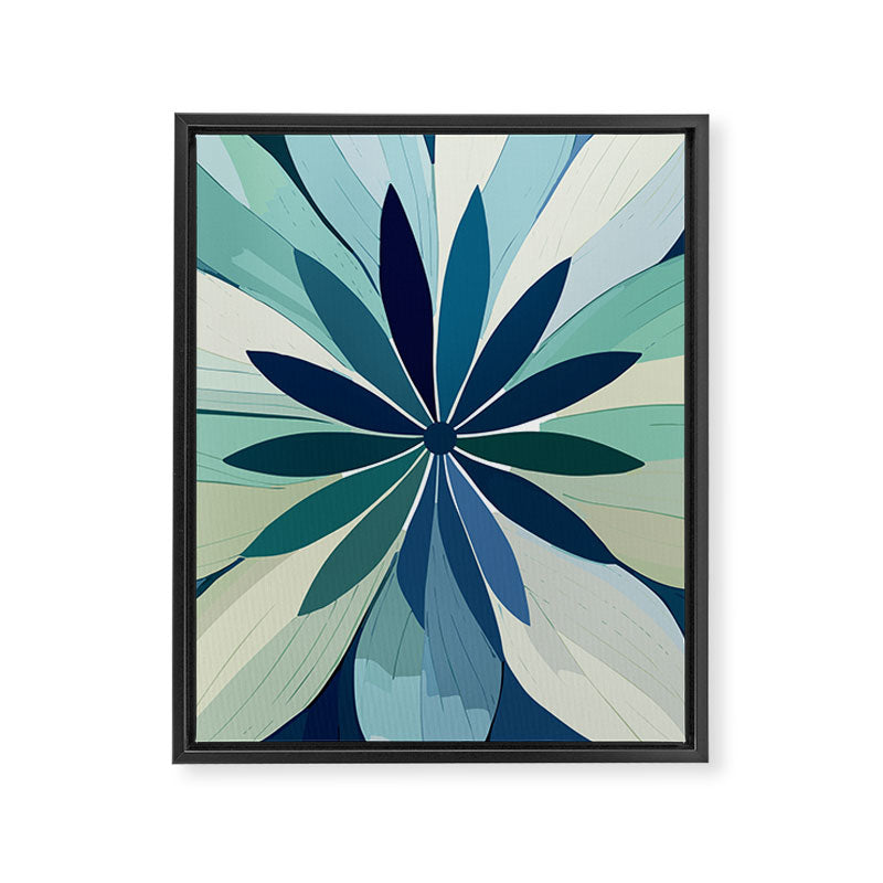 Blooming in Floral Blue and Green Framed Canvas Print Gallery Image 8