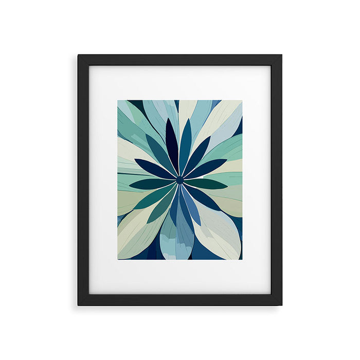 Blooming in Floral Blue and Green Framed Art Print Gallery Image 1
