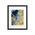 Blue and Gold Textured Abstract Marble Art Print Framed Art Print Gallery Image 6