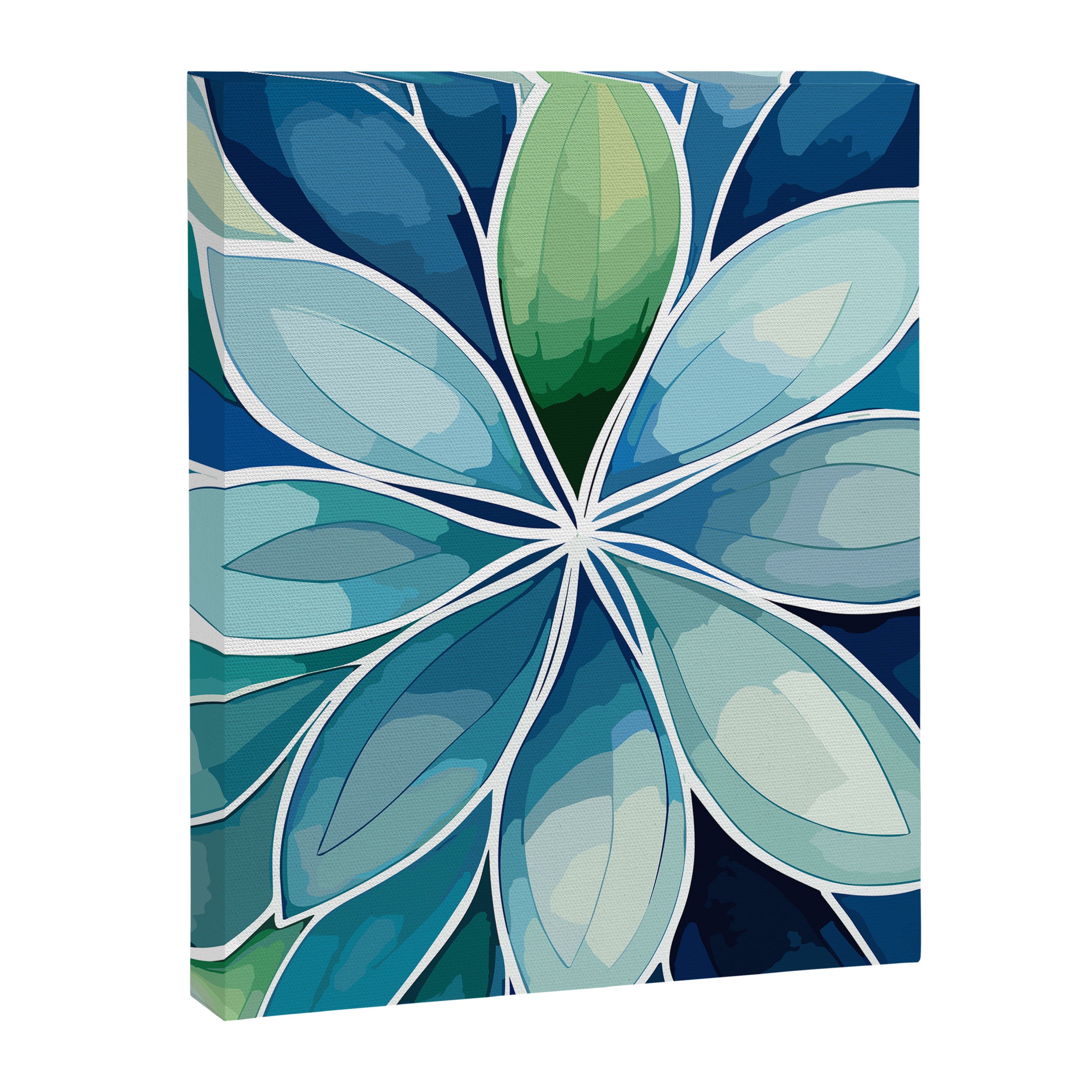 Blue and Green Bloom in Floral Canvas Print Gallery Image 8