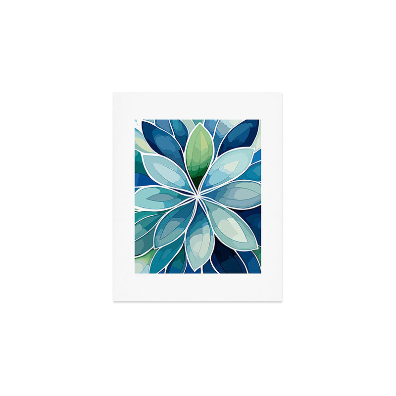 Blue and Green Bloom in Floral Art Print Gallery Image 1