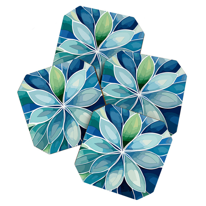 Blue and Green Bloom in Floral Coaster Gallery Image 1