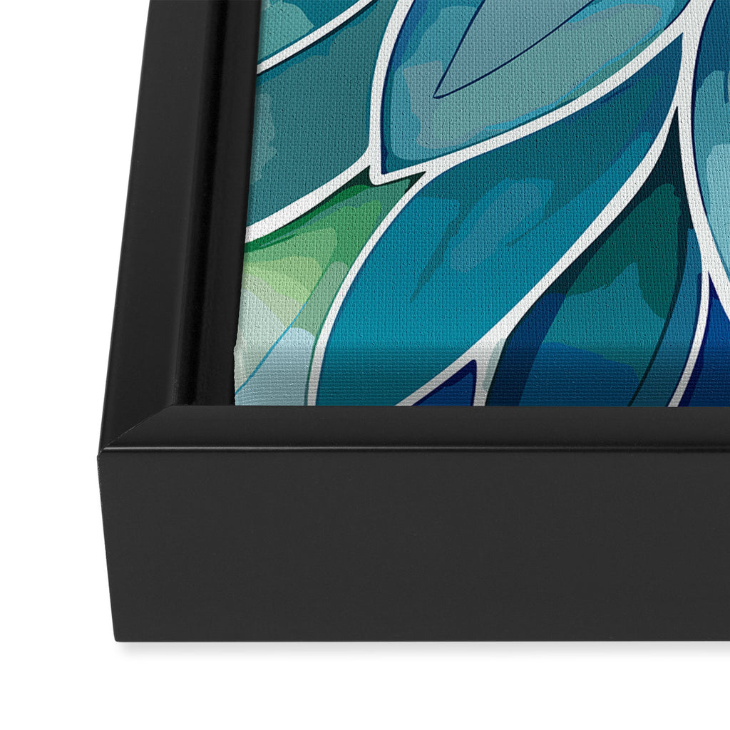Blue and Green Bloom in Floral Framed Canvas Print Gallery Image 3