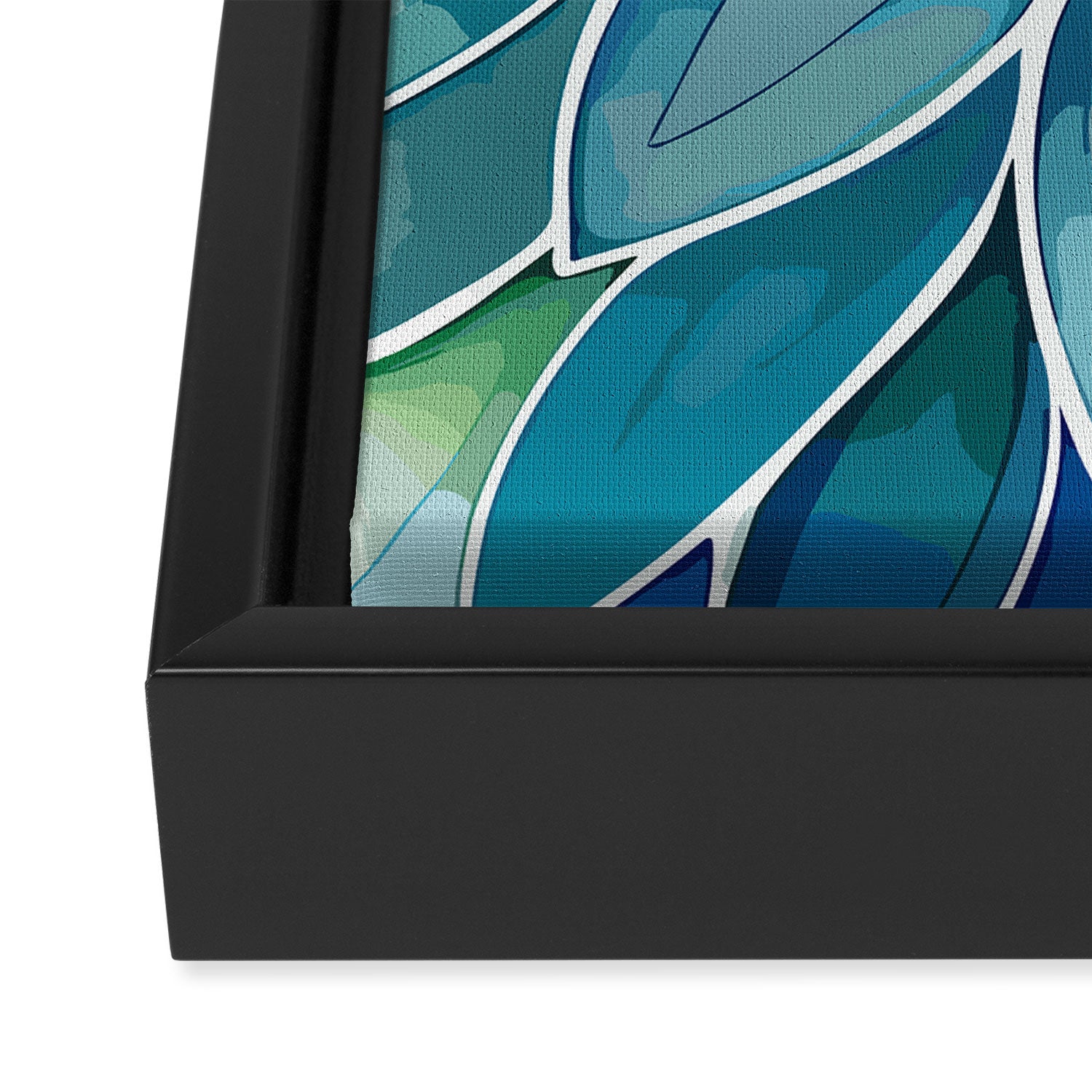 Blue and Green Bloom in Floral Framed Canvas Print Gallery Image 3