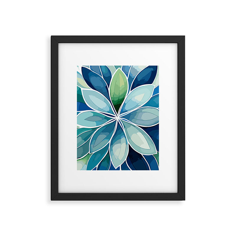 Blue and Green Bloom in Floral Framed Art Print Gallery Image 6