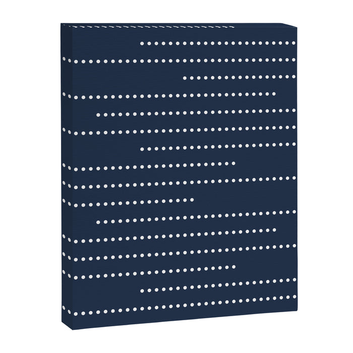 Blue and White Minimal Striped, Dots Pattern Canvas Print Gallery Image 1