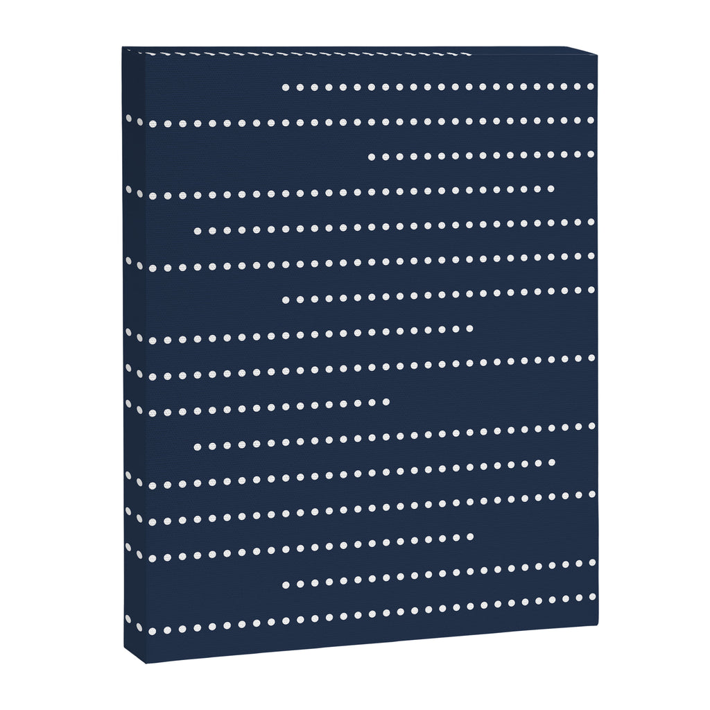 Blue and White Minimal Striped, Dots Pattern Canvas Print Gallery Image 8