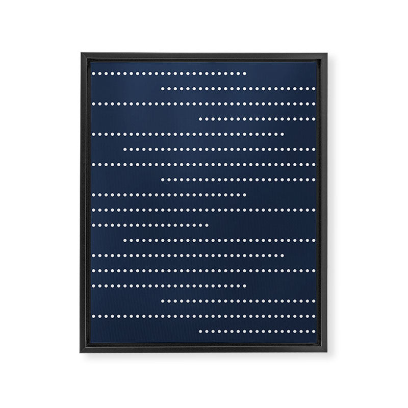 Blue and White Minimal Striped, Dots Pattern Framed Canvas Print Gallery Image 8
