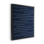 Blue and White Minimal Striped, Dots Pattern Framed Canvas Print Gallery Image 2