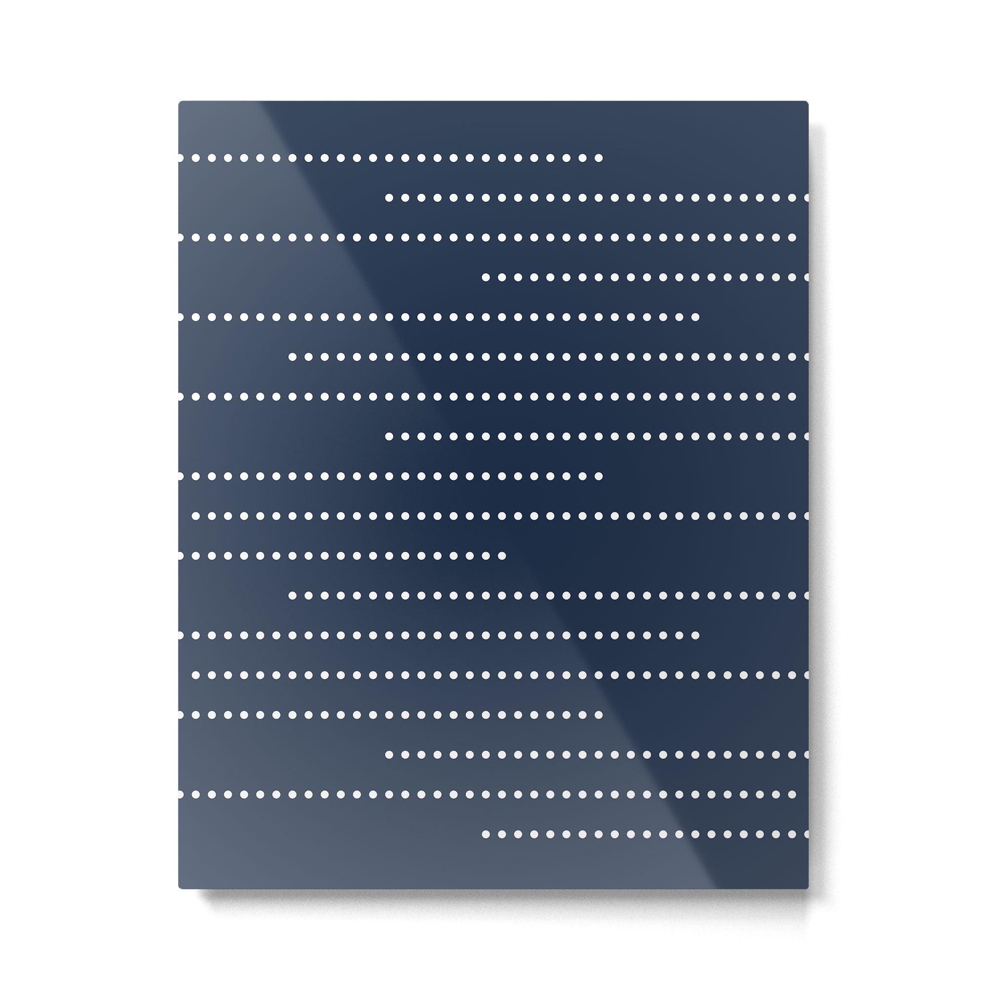 Blue and White Minimal Striped, Dots Pattern Metal Print Gallery Image 6
