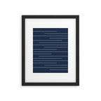 Blue and White Minimal Striped, Dots Pattern Framed Art Print Gallery Image 6