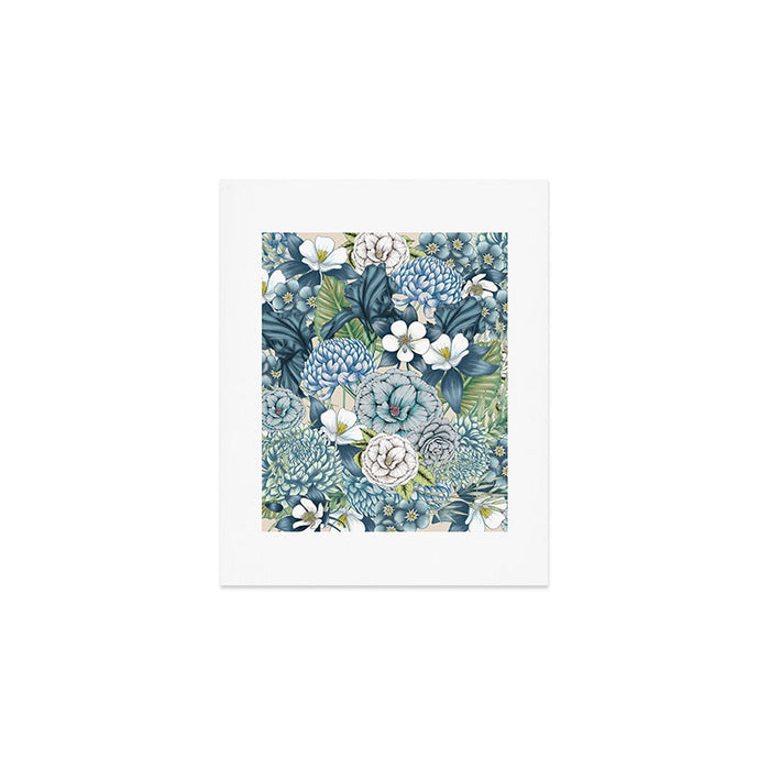 Blue Floral Garden Art Print Gallery Image 1