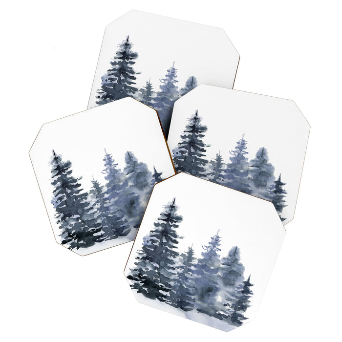 Blue Forest, Abstract Watercolor Coaster Gallery Image 1