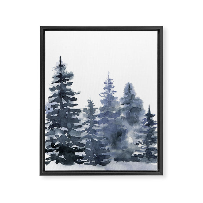 Blue Forest, Abstract Watercolor Framed Canvas Print Gallery Image 1