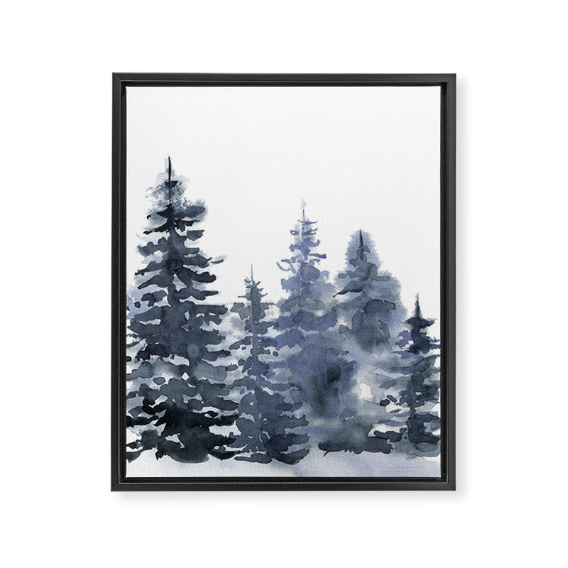 Blue Forest, Abstract Watercolor Framed Canvas Print Gallery Image 8