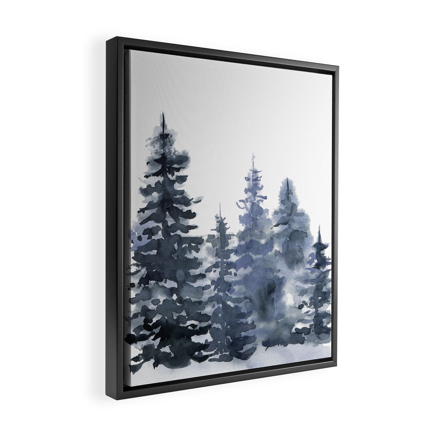 Blue Forest, Abstract Watercolor Framed Canvas Print Gallery Image 2