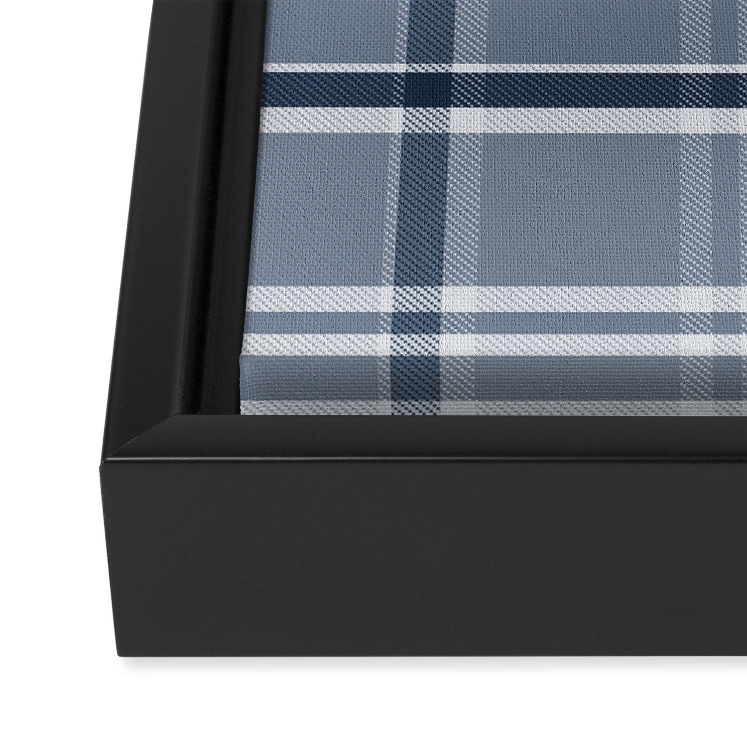 Blue Plaid Pattern, Geometric Art Framed Canvas Print Gallery Image 3